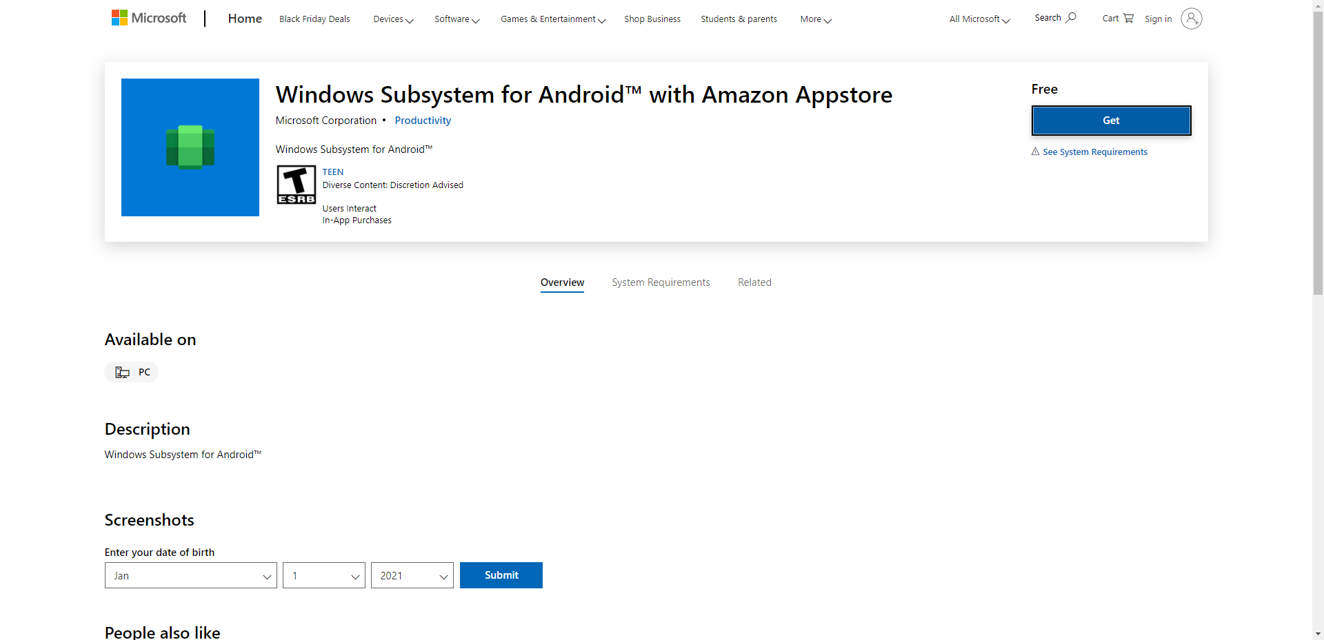 Windows Subsystem for Android™ with Amazon Appstore